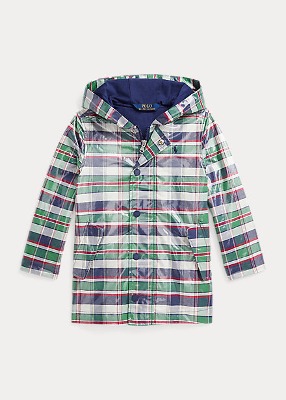 Polo Girls Plaid Water-Resistant Cotton Jacket (2T-6X)