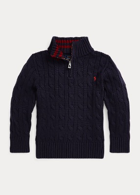 Polo Boys Cable-Knit Cotton Quarter-Zip Sweater (2T-7)