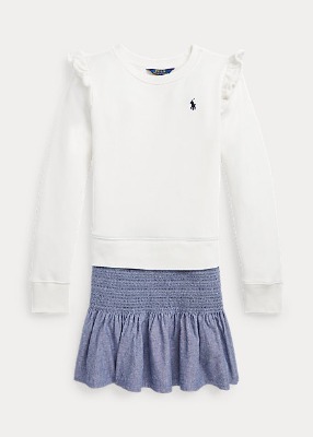 Polo Girls Chambray &amp; Fleece Sweatshirt Dress (S-XL)
