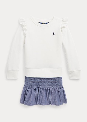 Polo Girls Chambray &amp; Fleece Sweatshirt Dress (2T-6X)