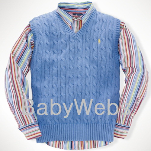 Cotton Cable Vest/New Litchfield Blue (Boys 8-20)