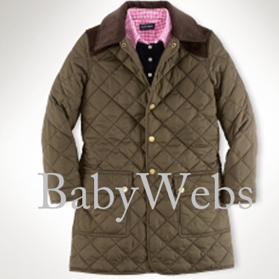 Polo Girls Long Quilted jacket/Olive (Girls 7-16)