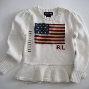 Cotton Flag Sweater/Cream (Girls 4T-6X)