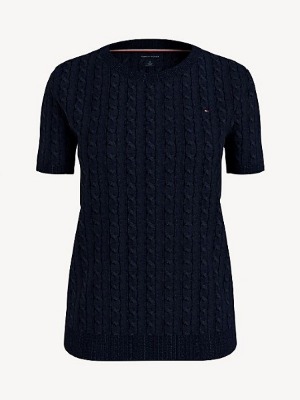 Tommy Hilfiger Women&#039;s Cable Knit Short-Sleeve Sweater (XXS-XXL)