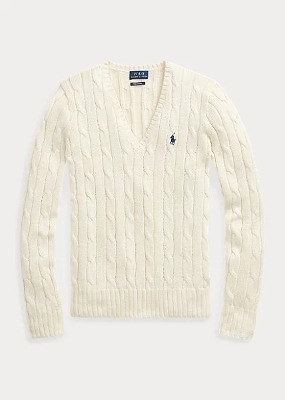 Polo Women&#039;s Cable-Knit V-Neck Sweater (XXS-XXL)