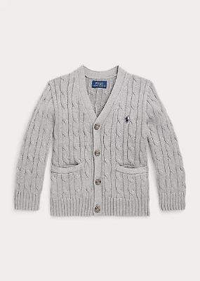 Polo Boys Cable-Knit Cotton V-Neck Cardigan (2T-7)