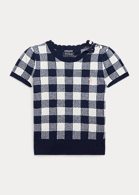 Polo Girls Gingham Cotton Short-Sleeve Sweater (2T-6X)