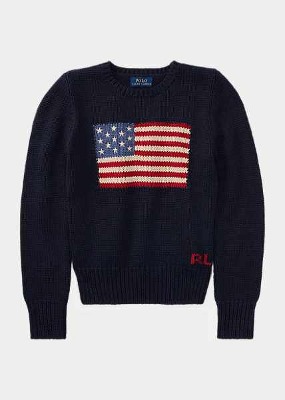 Polo Girls Flag Cotton Crewneck Sweater (S-XL)
