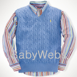 Cotton Cable Vest/New Litchfield Blue (Boys 8-20)