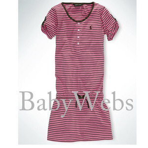 Stripe Henley Dress/Pink (Girls 7-16)