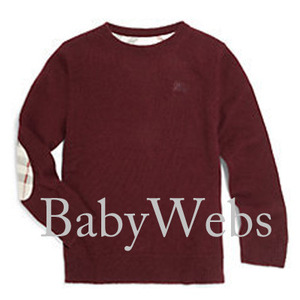 Burberry Kids Elbow-Patch Cashmere Sweater/Deep Claret (Boys 7-14)