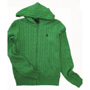 Cotton Cable Hoodie /Green (Woman)