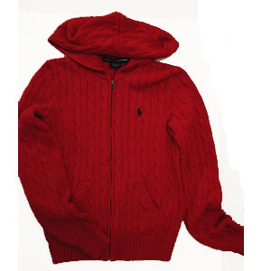 Polo Women&#039;s Cotton Cable-Knit Hoodie/Red (S-L)