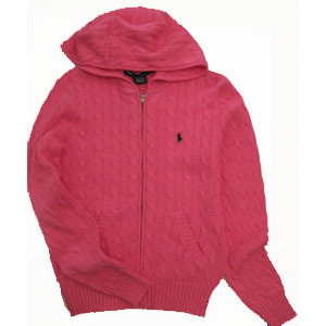 Polo Women&#039;s Cotton Cable-Knit Hoodie/Pink Glory (S-L)