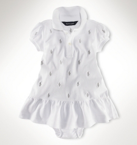 Allover Pony Polo Dress/White (INFANT GIRLS)