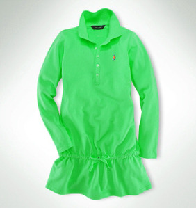 Alexa Long Sleeved Polo Dress/Green (Girls 7-16)