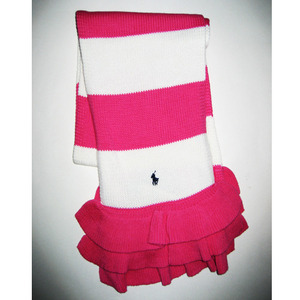 Striped Cotton Ruffle Scarf/Society Pink (Girls)