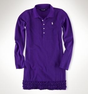 Ruffled Hem Polo Dress/Squire Purple (Girls 7-16)