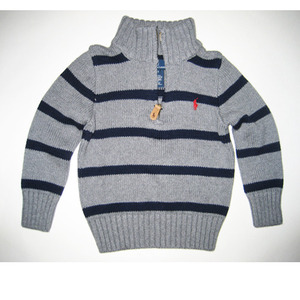 Striped Half-Zip Mockneck Sweater/Grey Multi (Boys 2T-7)