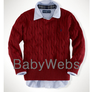 Cotton Cable-Knit Crewneck Sweater /Holiday Red (Boys 3T-7)