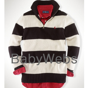 Striped Half-Zip Sweater/Polo Black (Boys 4T-7)