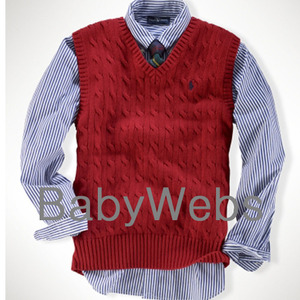 Classic Cotton Cable-Knit Vest/Academy Red (Boys 8-20)