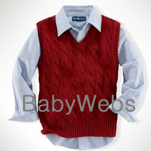 Classic Cotton Cable-Knit Vest/Academy Red (Boys 3T-7)
