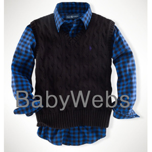Classic Cotton Cable-Knit Vest/Polo Black (Boys 2T-7)